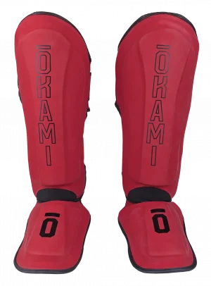 OKAMI FIGHTGEAR Shin Guards Competitor V2 Red/Black
