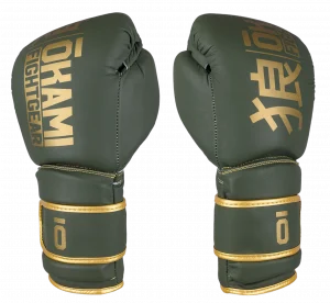OKAMI FIGHTGEAR Boxing Gloves Competitor V2 Olive/Gold