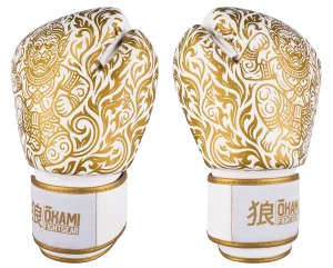 OKAMI FIGHTGEAR Boxing Gloves Hanuman White/Gold